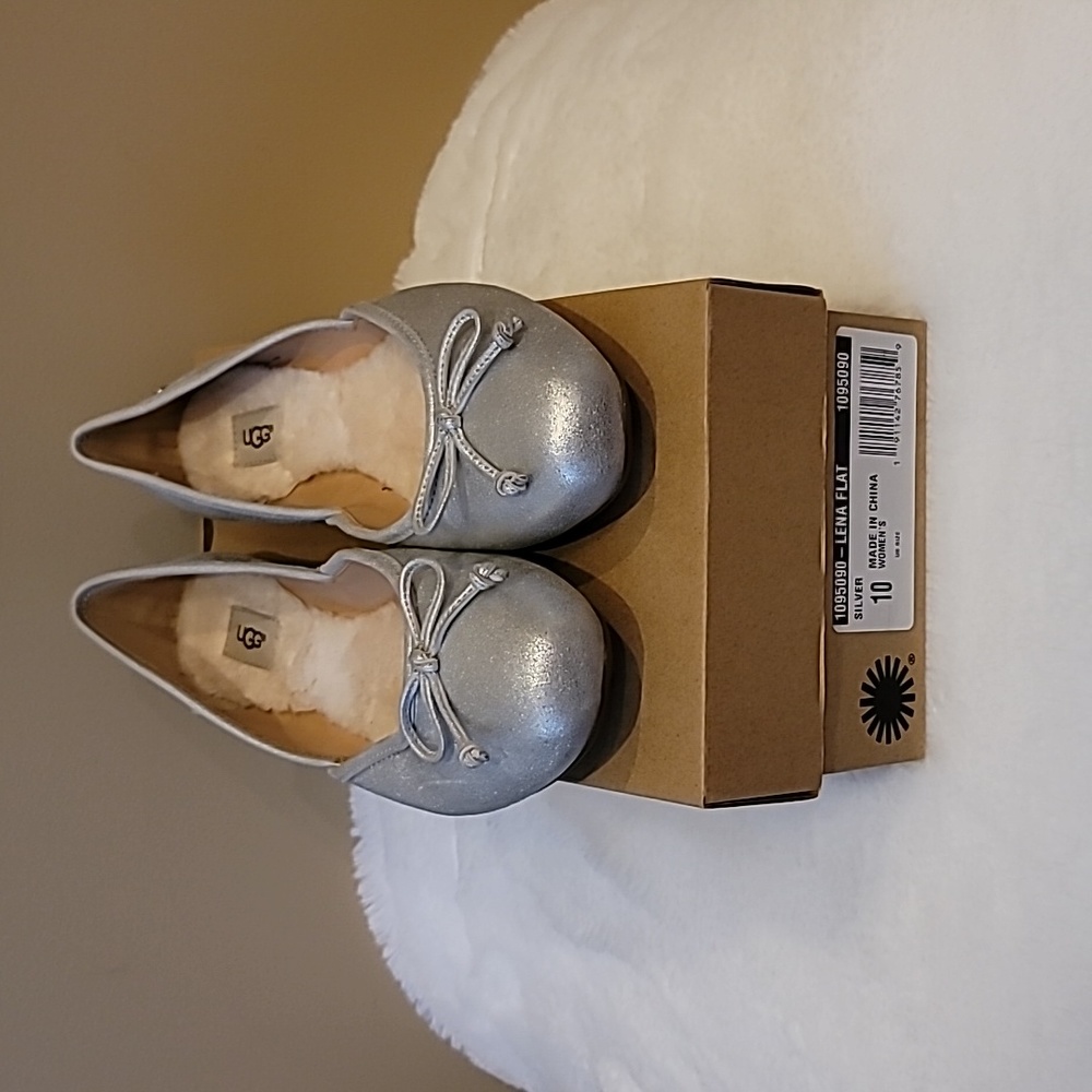 UGG Silver Lena Flats Size 10